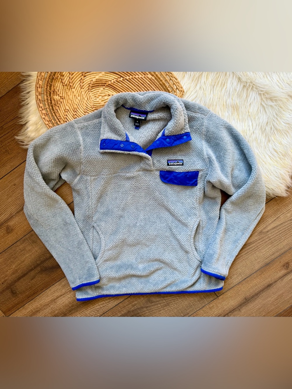 Patagonia Gray Blue Re-Tool Snap-T Fleece Pullover Size Medium